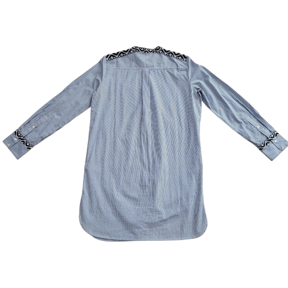 J. Crew Embroidered 100% Cotton Striped Boyfriend Shirt Dress Size S Like New - Picture 6 of 11